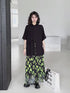 Neon Flower Pleated Skirt